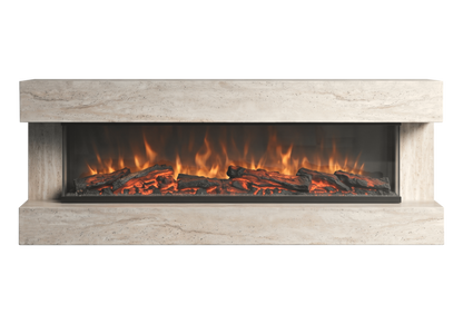 meuble tv cheminee electrique effet travertin axis - Vue 4 - KOORIS
