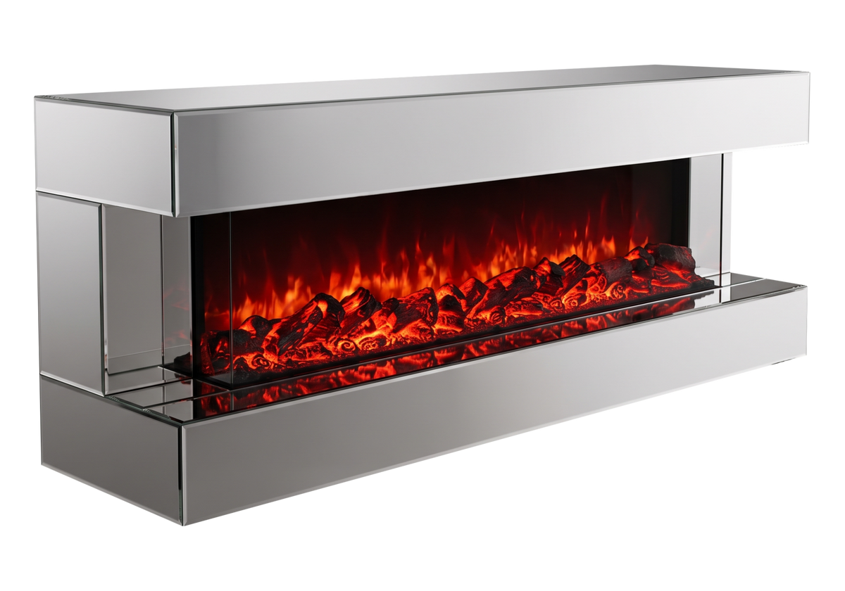 meuble tv cheminee electrique miroir design axis - Vue 2 - KOORIS