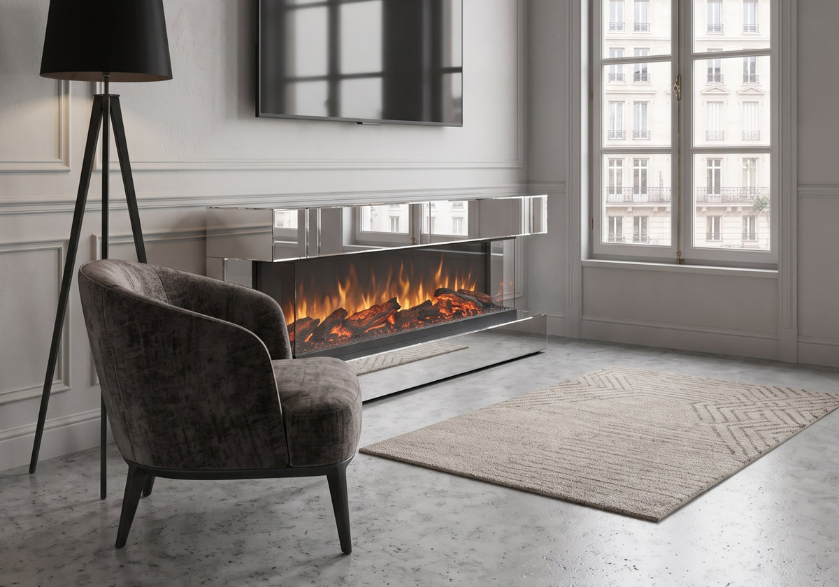 meuble tv cheminee electrique miroir design axis - Vue 1 - KOORIS