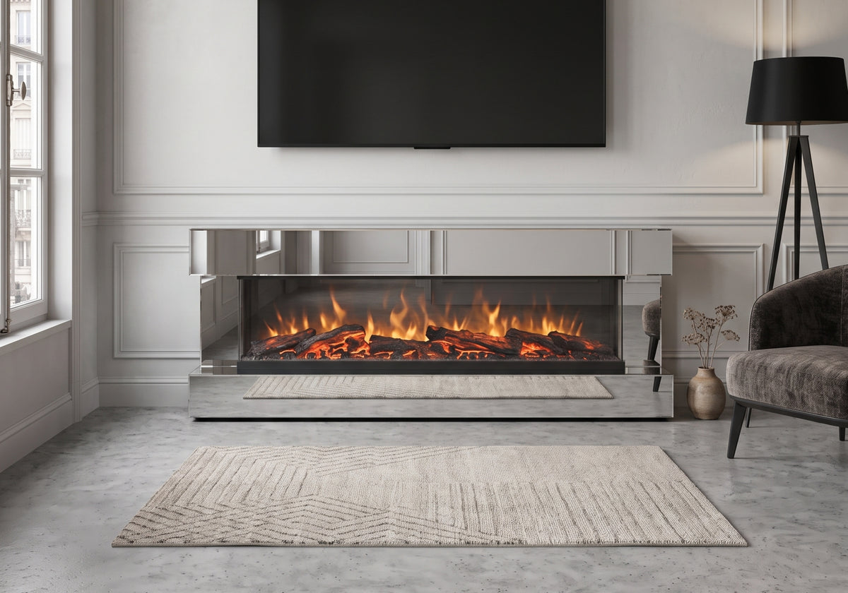 meuble tv cheminee electrique miroir design axis - Vue 3 - KOORIS