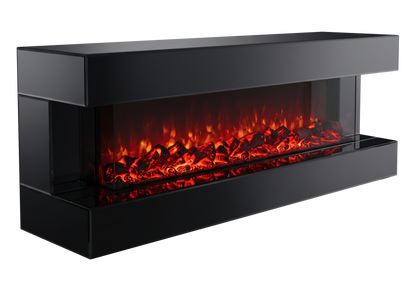 meuble tv cheminee electrique miroir noir axis - Vue 2 - KOORIS