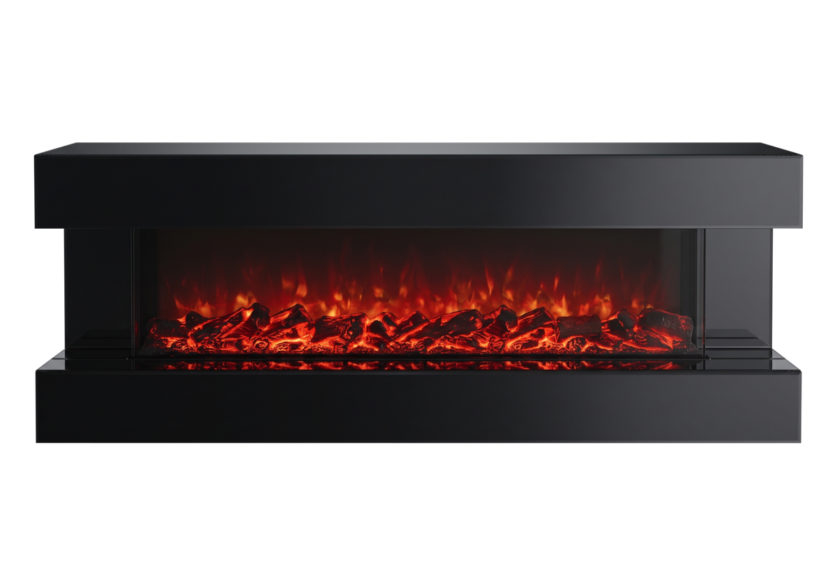 meuble tv cheminee electrique miroir noir axis - Vue 4 - KOORIS