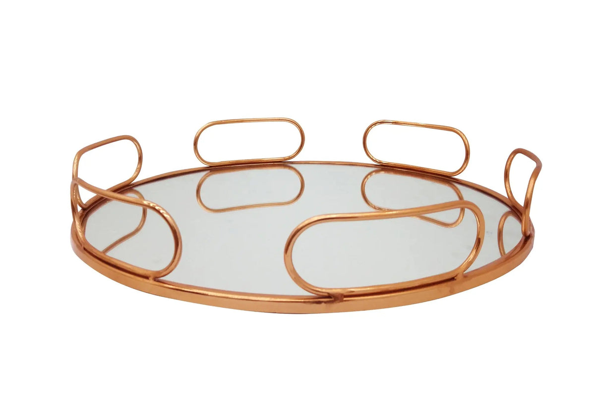 Plateau miroir or rose pour décoration de table | Zyra