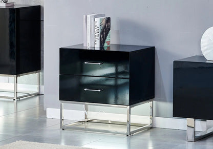 Petit meuble de rangement noir laqué et argent | Zumi