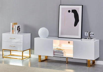 Petit meuble de rangement laqué blanc et doré | Zumi
