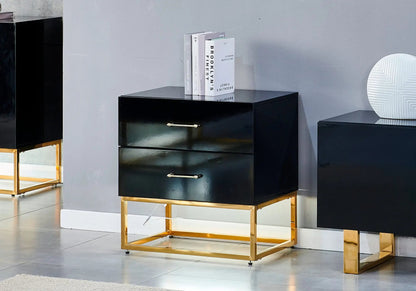 Petit meuble de rangement laqué noir et doré | Zumi