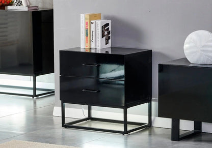 Petit meuble de rangement laqué noir avec led | Zumi