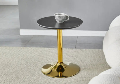Petite table basse dorée en céramique marbre gris | Kaelo