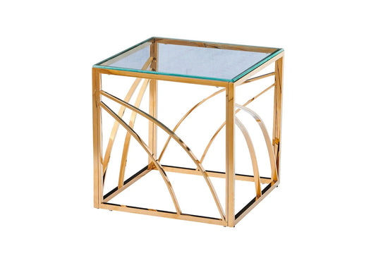 Petite table d'appoint dorée verre pour salon | Nyro