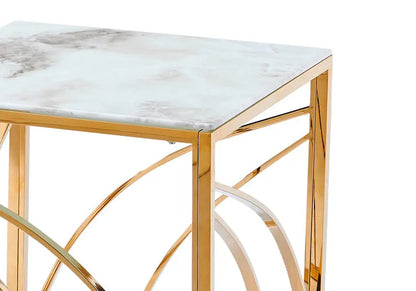 Petite table d'appoint dorée et marbre blanc | Nyro