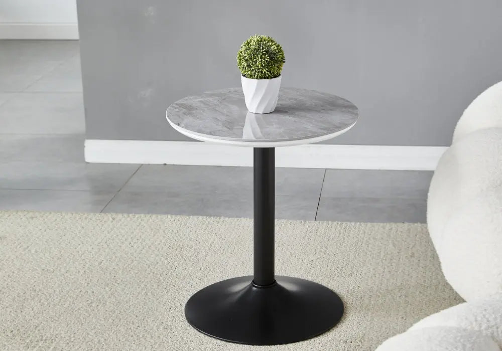 Table d'appoint noire en céramique marbre gris | Kaelo