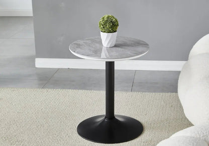 Table d'appoint noire en céramique marbre gris | Kaelo