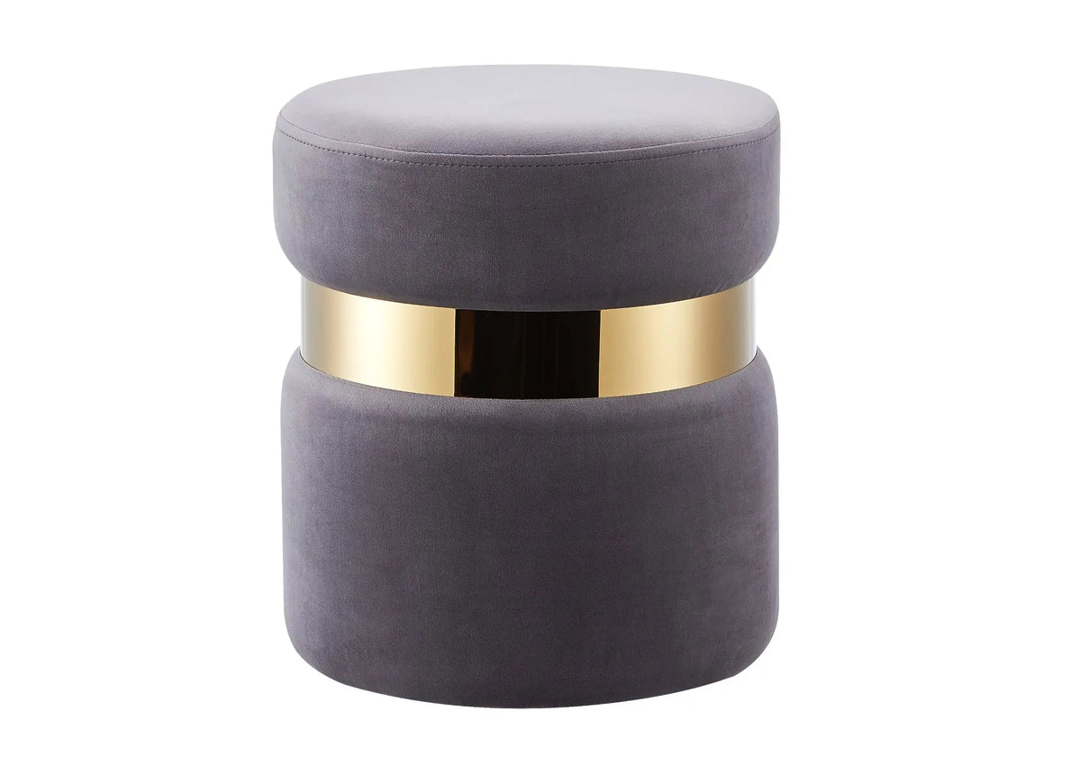 Pouf d'appoint design en anthracite et doré | Vian