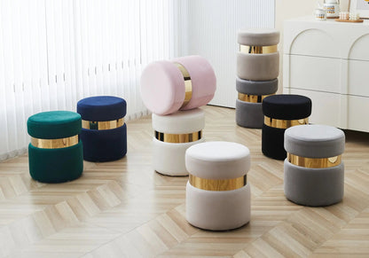 Pouf d'appoint design en anthracite et doré | Vian