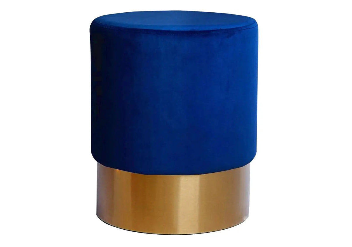 Pouf design bleu et socle en métal doré | Vexta