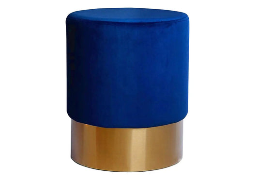 Pouf design bleu et socle en métal doré | Vexta