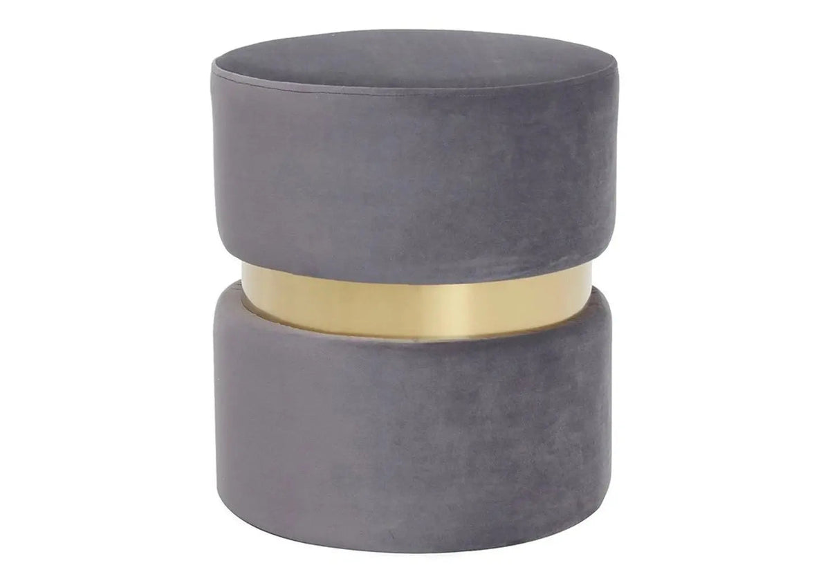 Pouf design en gris et socle en métal doré | Vian