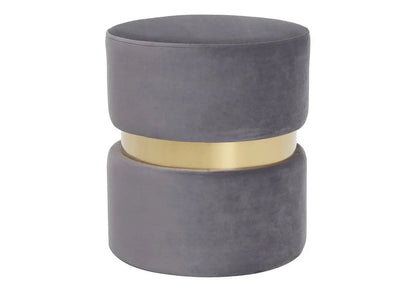 Pouf design en gris et socle en métal doré | Vian