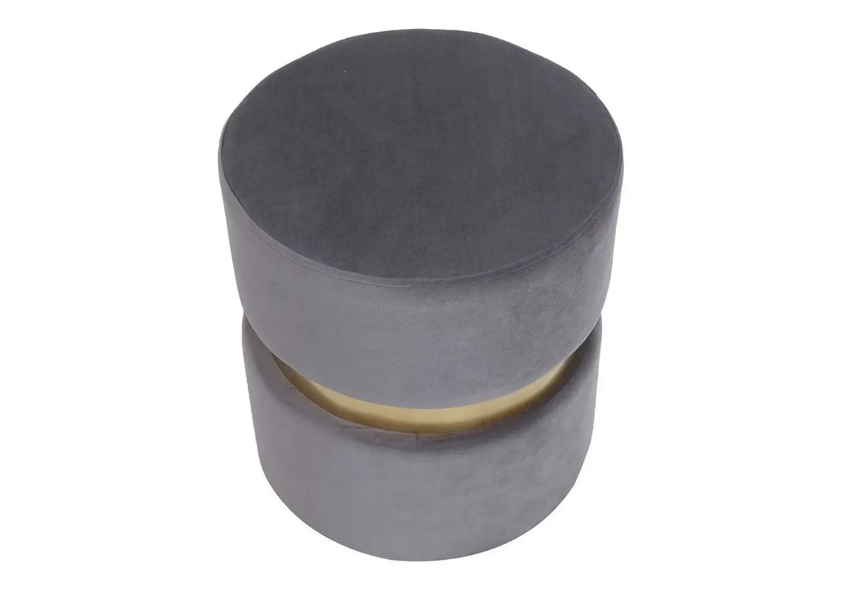 Pouf design en gris et socle en métal doré | Vian
