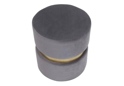 Pouf design en gris et socle en métal doré | Vian