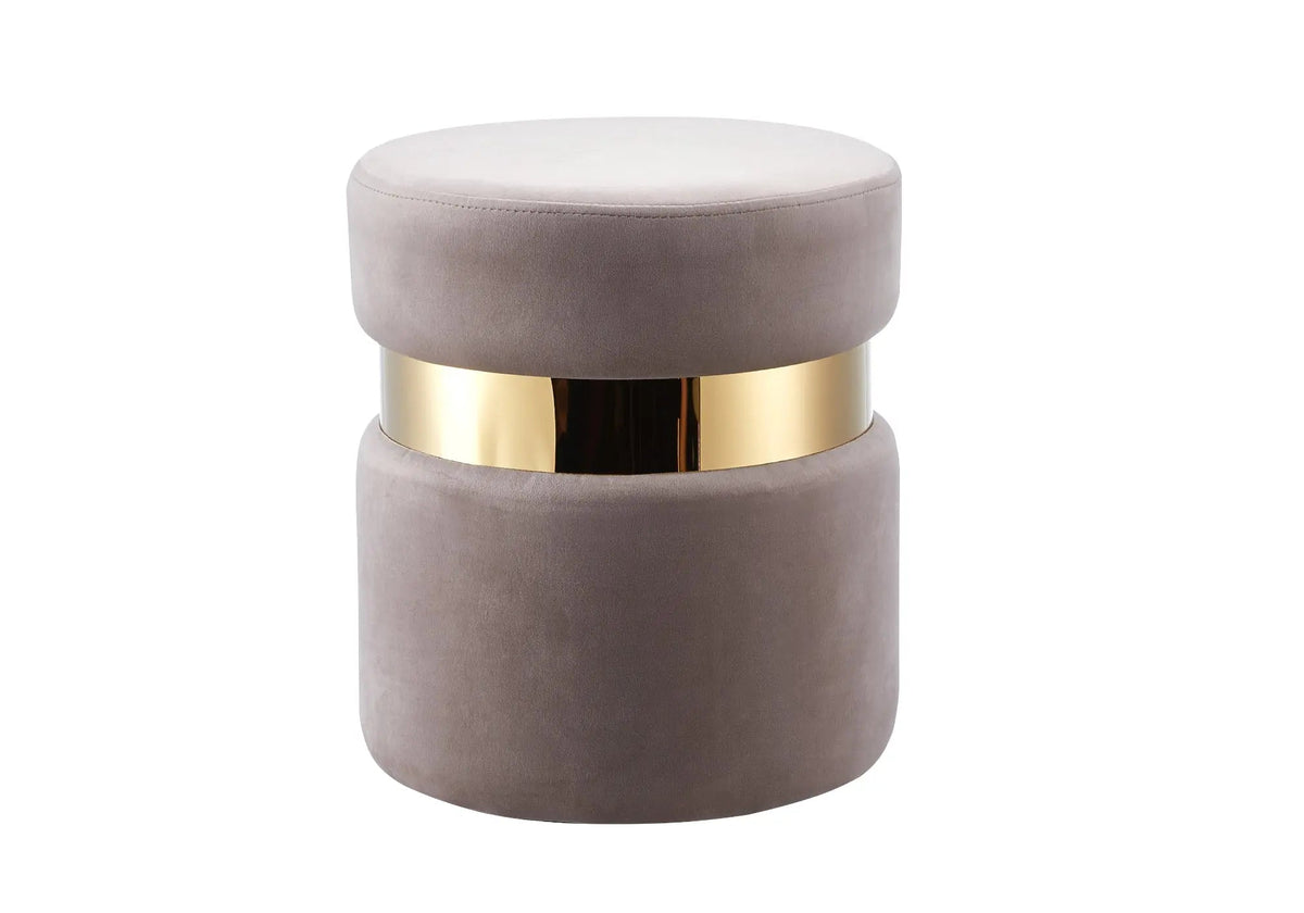 Pouf design en moka avec socle doré | Vian