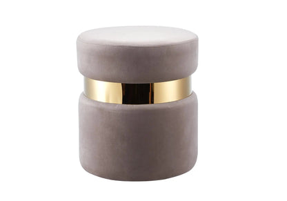 Pouf design en moka avec socle doré | Vian