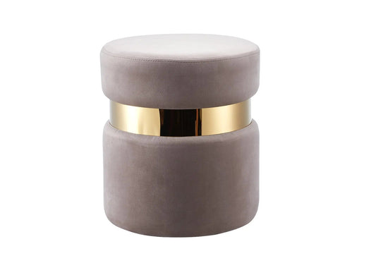 Pouf design en moka avec socle doré | Vian