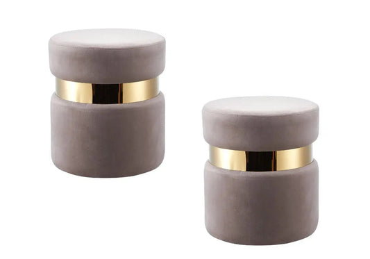 Pouf design en moka avec socle doré | Vian