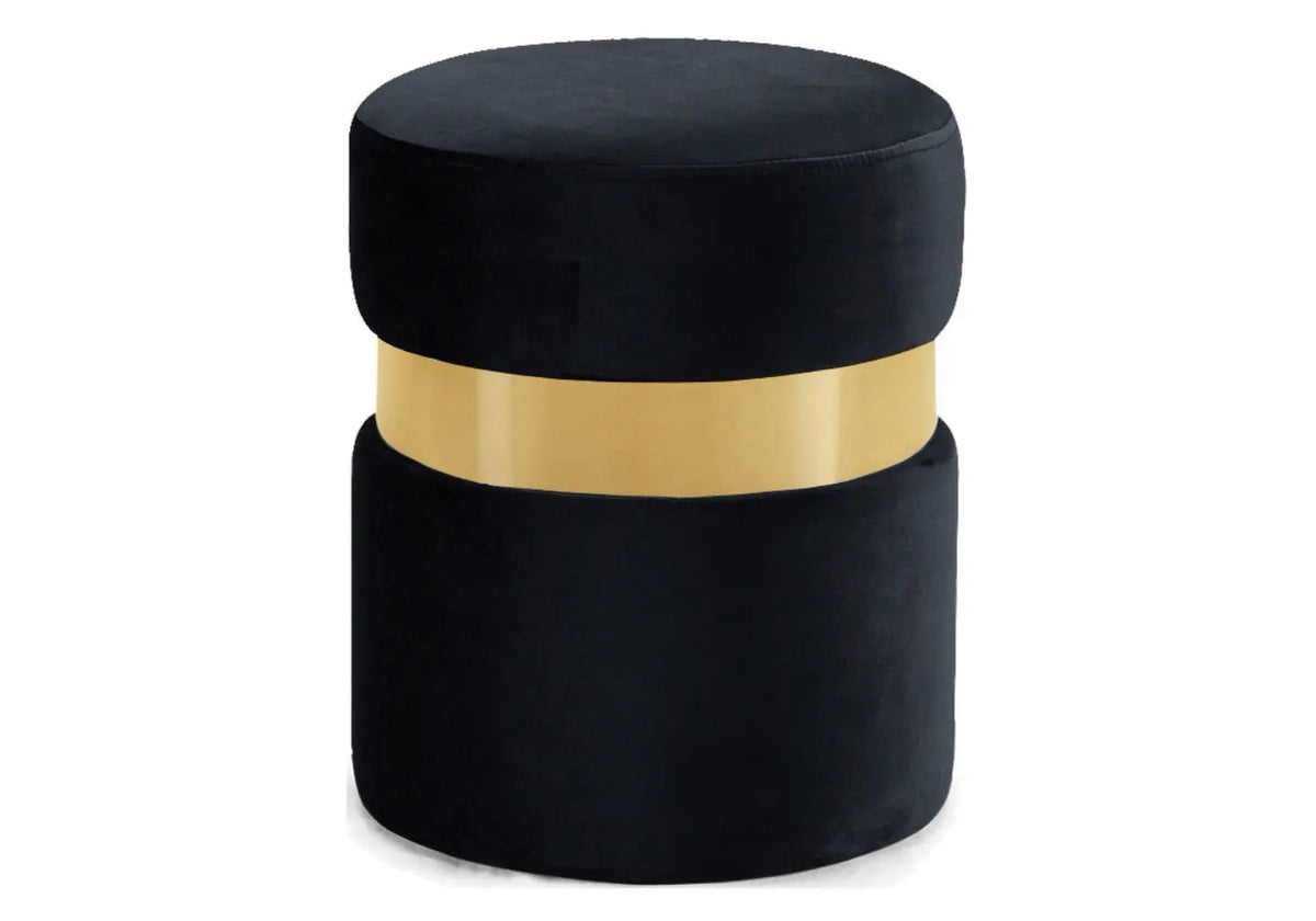 Pouf design moderne en noir et métal doré | Vian