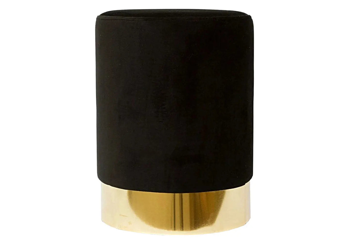 Pouf design en noir et socle en métal doré | Vexta