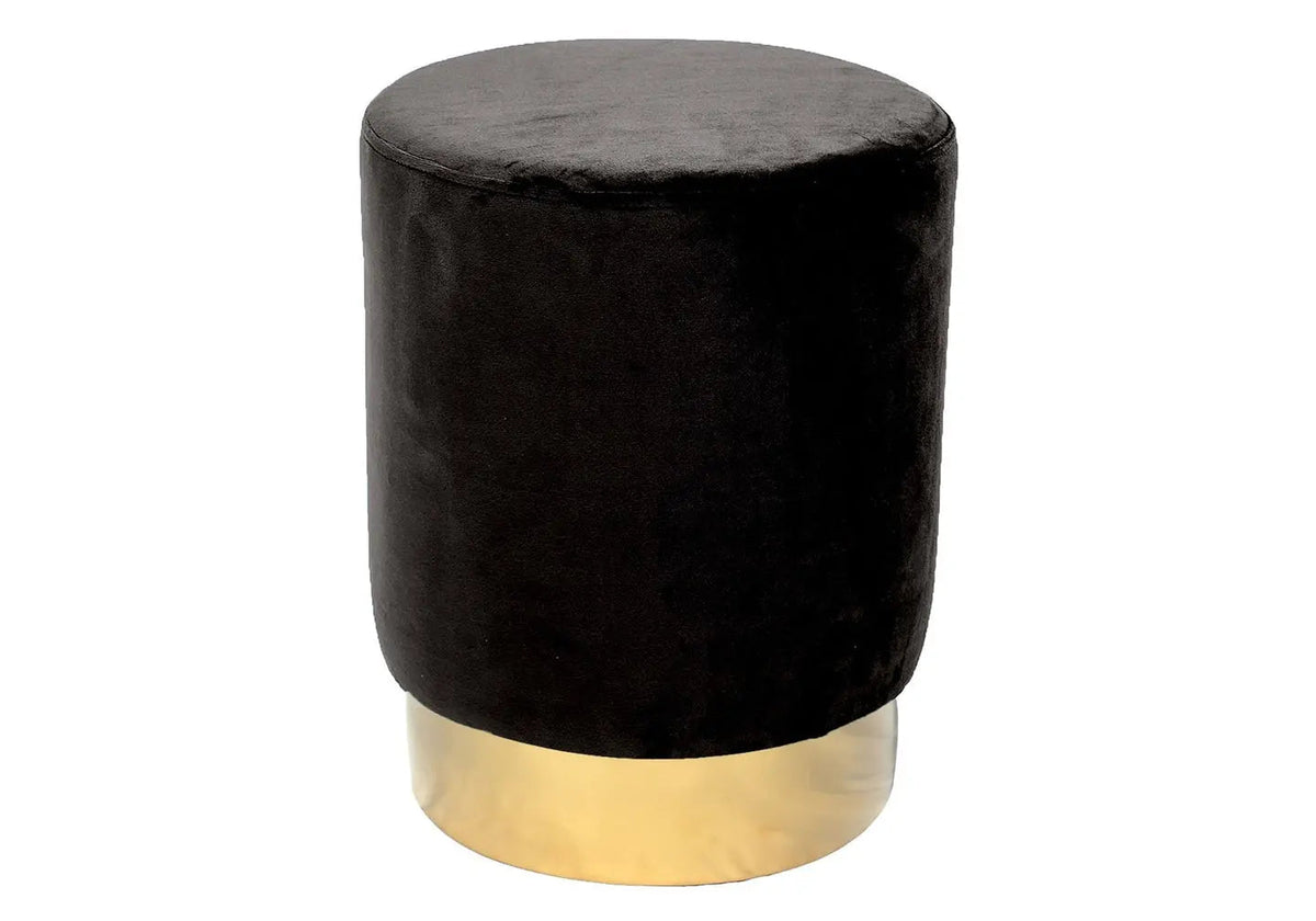 Pouf design en noir et socle en métal doré | Vexta