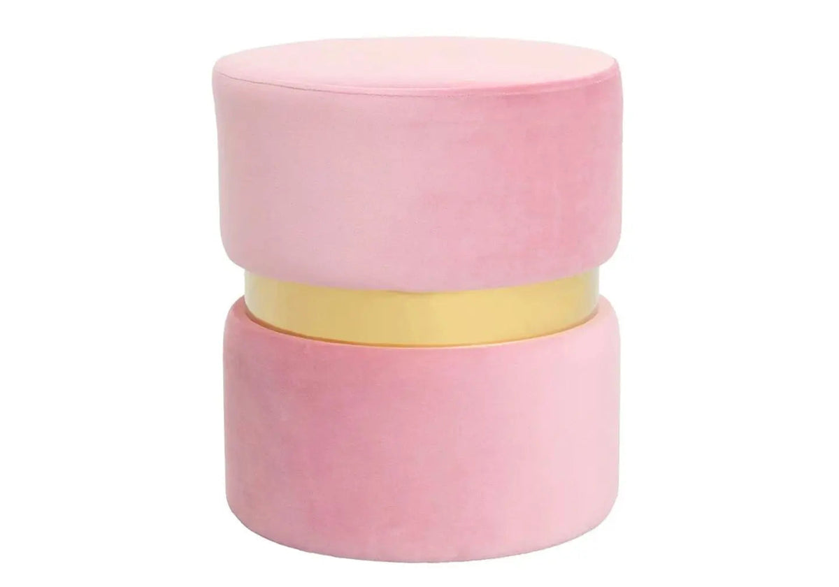 Pouf design moderne en rose et métal doré | Vian