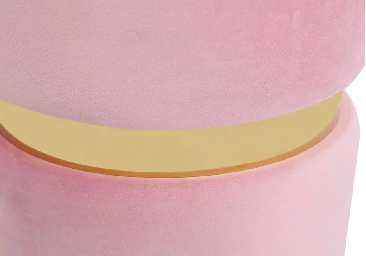 Pouf design moderne en rose et métal doré | Vian