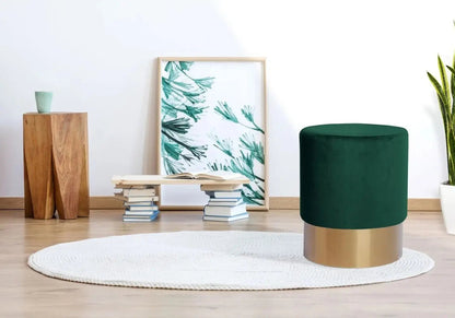 Pouf design en vert et socle en métal doré | Vexta
