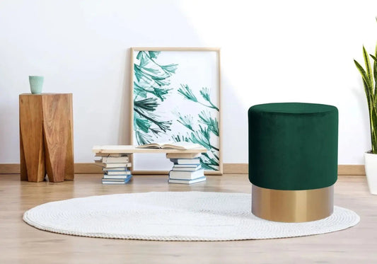Pouf design en vert et socle en métal doré | Vexta