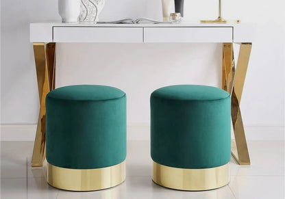 Pouf design en vert et socle en métal doré | Vexta
