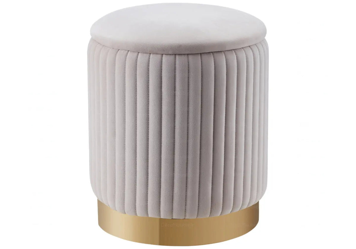 Pouf coffre de rangement en beige lisse | Vizo