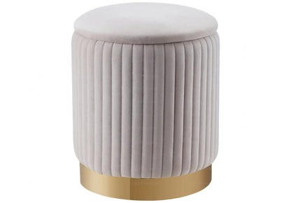 Pouf coffre de rangement en beige lisse | Vizo