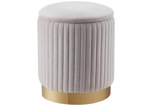 Pouf coffre de rangement en beige lisse | Vizo