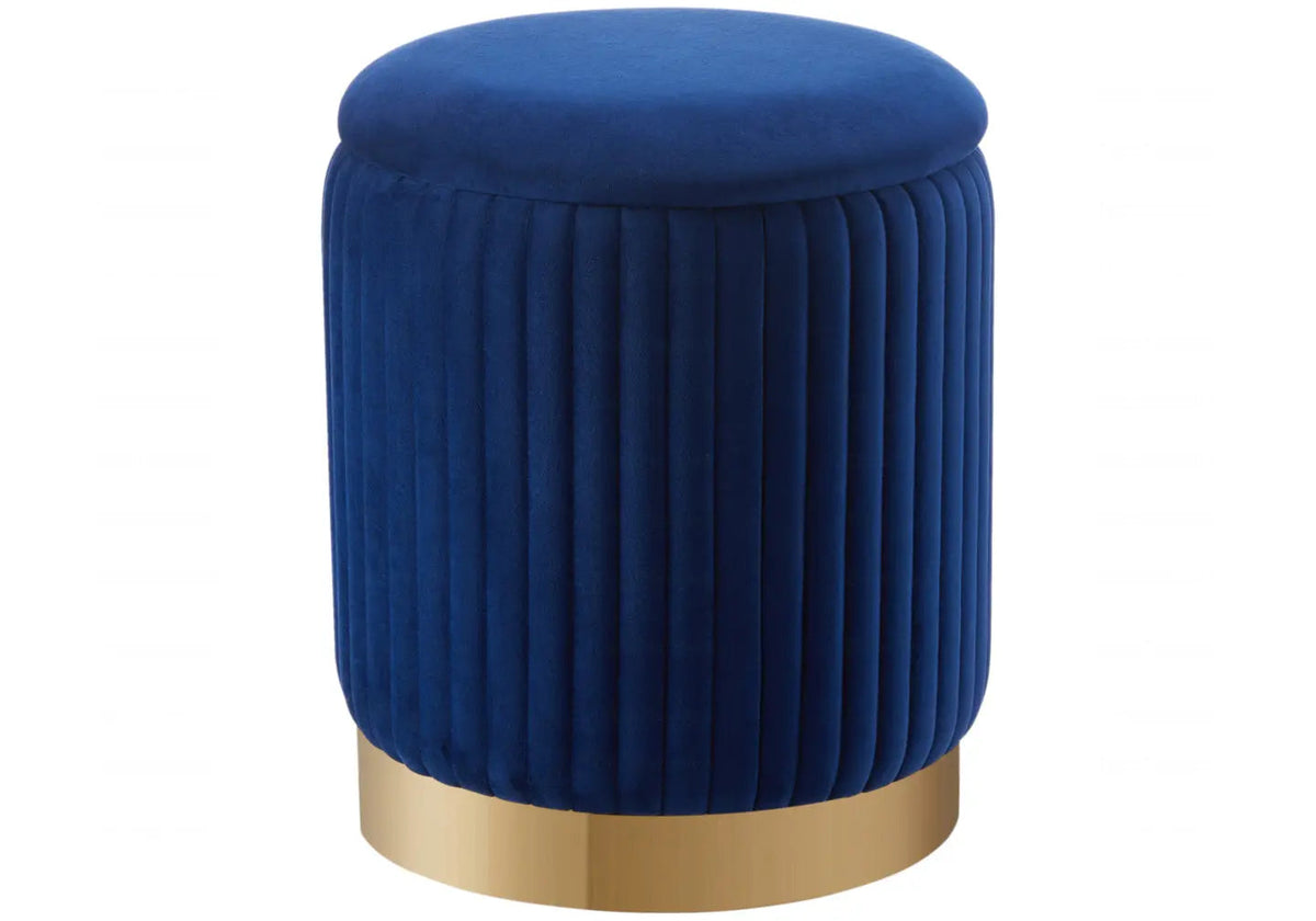 Pouf coffre de rangement en bleu pour salon | Vizo