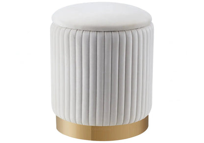 Pouf coffre de rangement chic velours écru | Vizo
