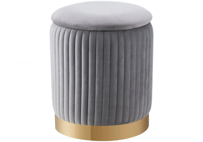 Pouf coffre en gris avec pieds dorés | Vizo