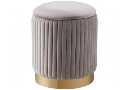 Pouf coffre en moka et piètement doré | Vizo