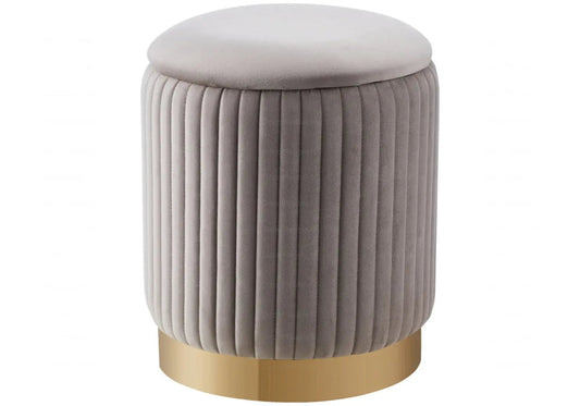 Pouf coffre en moka et piètement doré | Vizo