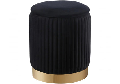 Pouf coffre de rangement en noir et doré | Vizo