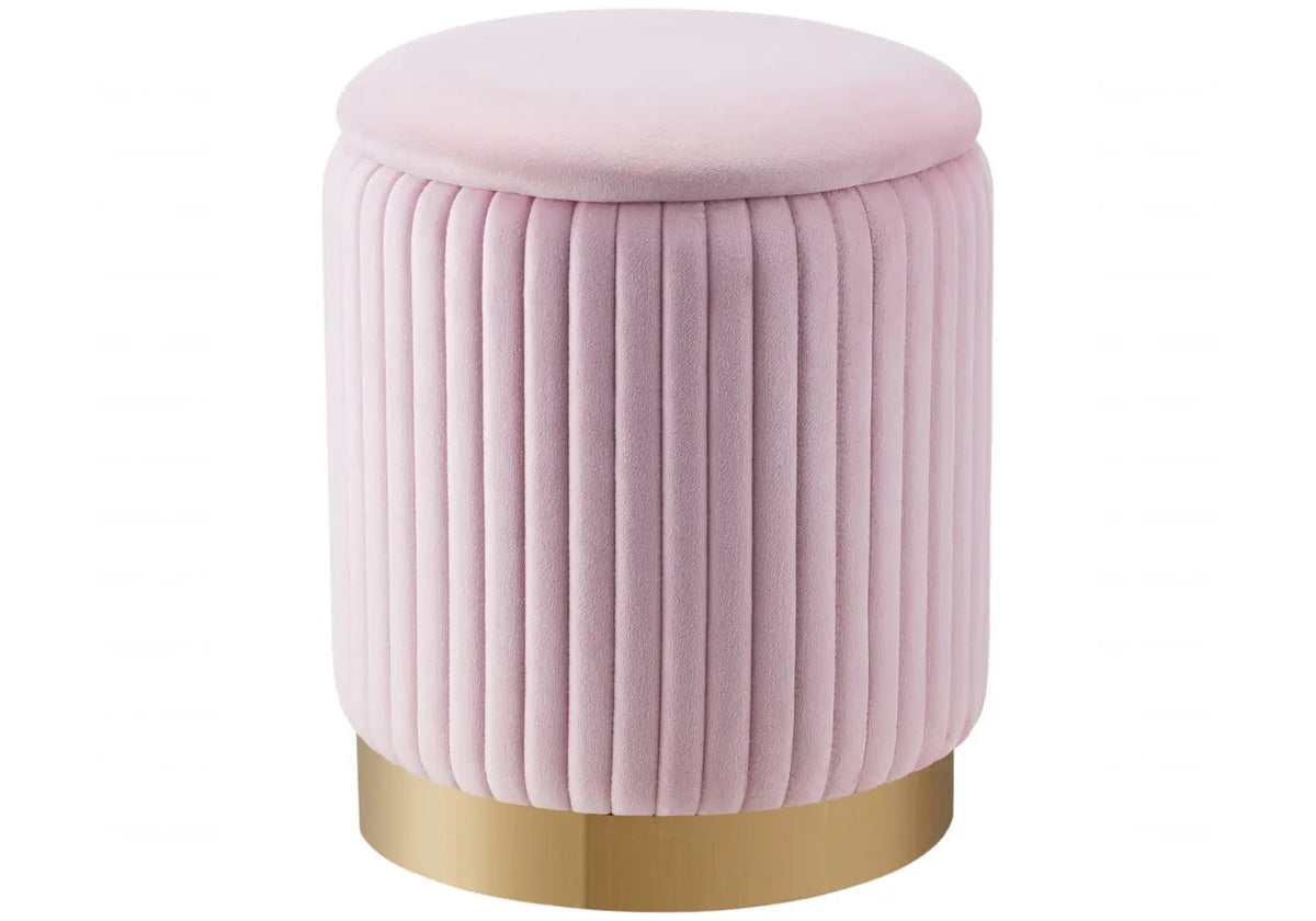 Pouf coffre de rangement en rose lisse | Vizo