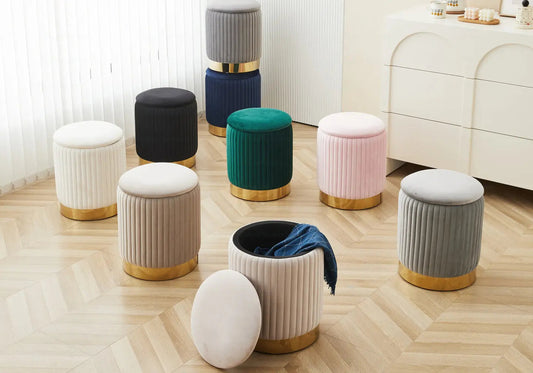 Pouf coffre de rangement en rose lisse | Vizo