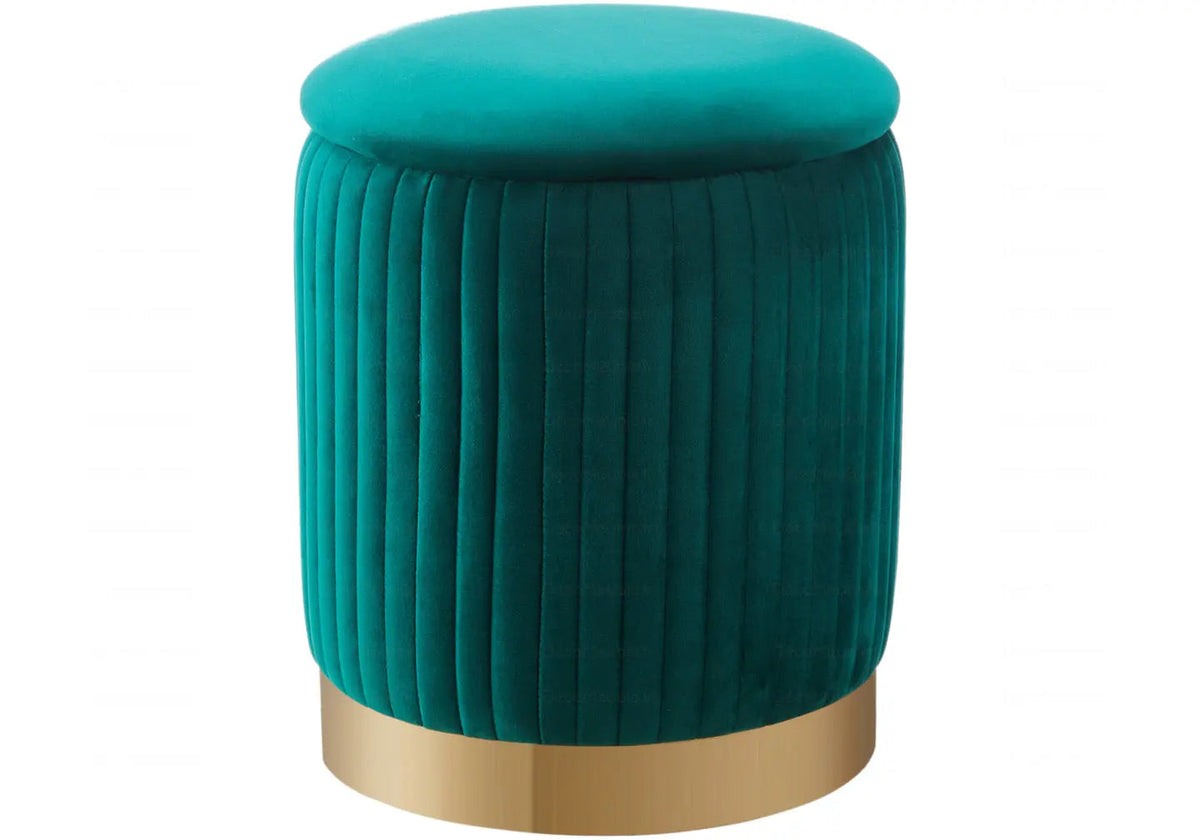 Pouf coffre de rangement en vert et doré | Vizo