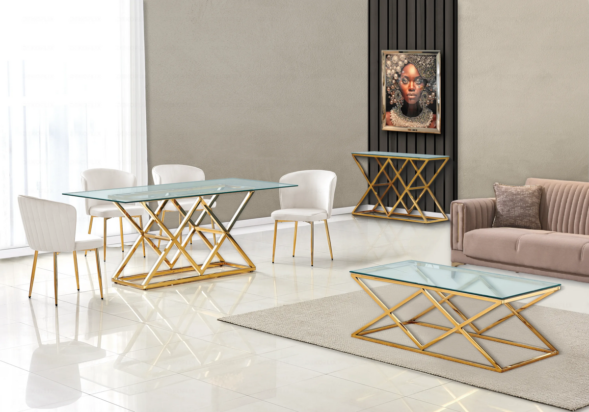Bout de canapé design verre et acier doré | Vexta