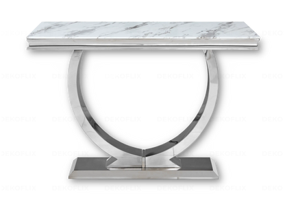 Salle à manger complète marbre blanc et argent | Zyra